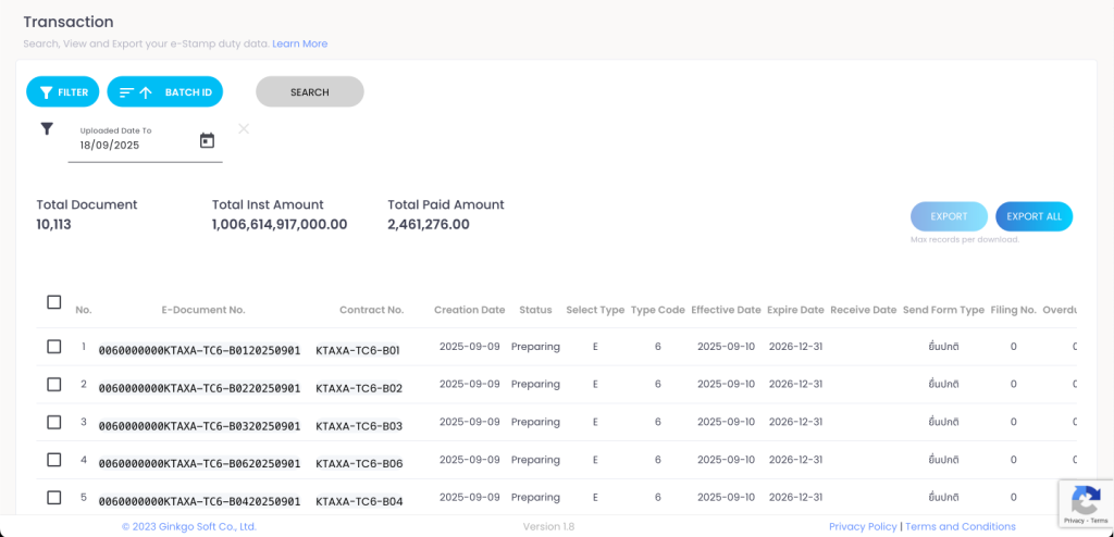 Export All Transaction